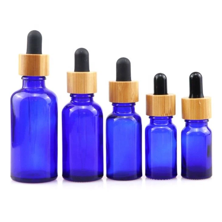 Bamboo cobalt blue glass bottle